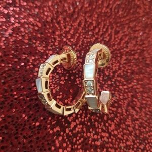 Chic Gold and White Hoop Earrings